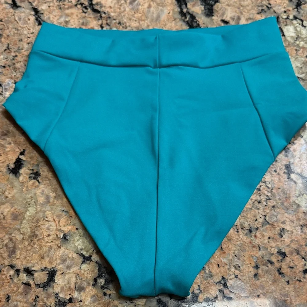 NWOT Vitamin A Teal High-Waisted Bikini Bottoms small